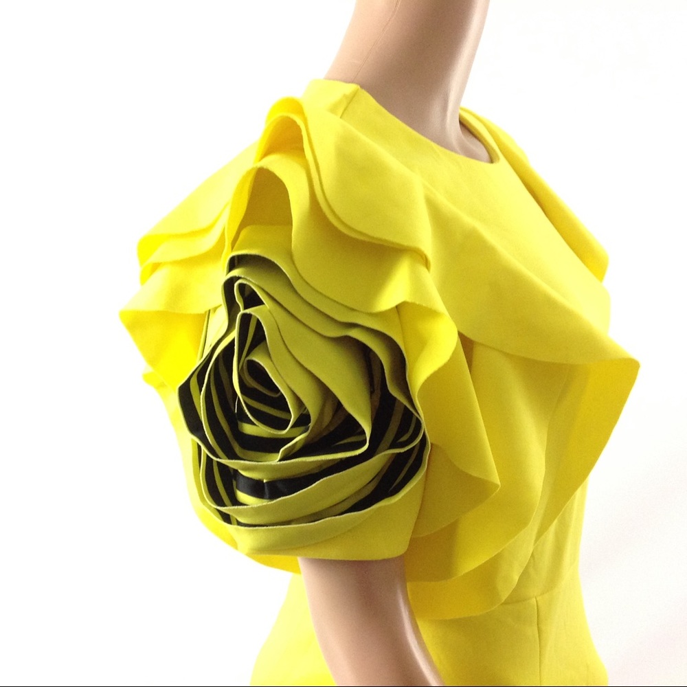 Yellow Ruffle Sleeve Mini Dress - Picture 4 of 7
